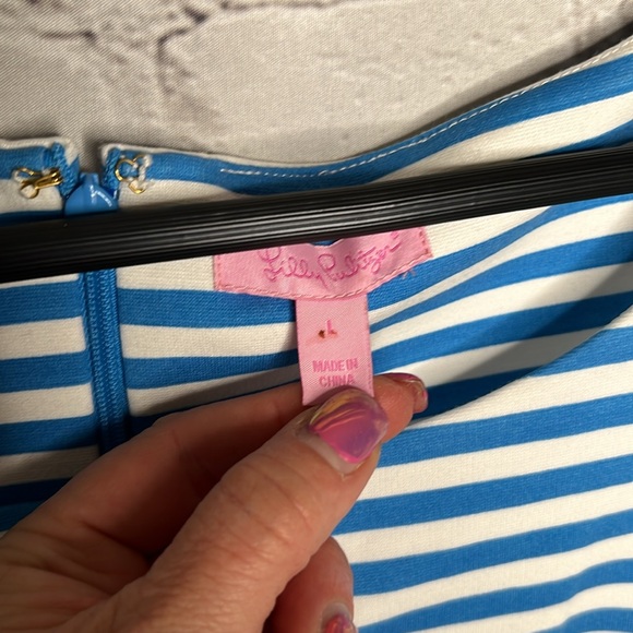 Lilly Pulitzer Juliana Lucky Charm Chin combo floral flutter blue striped Dress - Picture 3 of 10